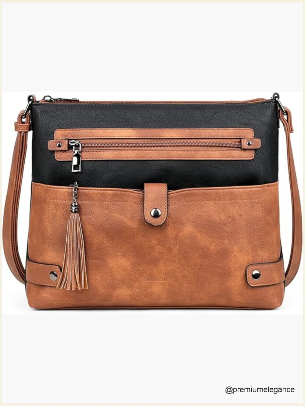 Large Leather Crossbody Bag with Multi Pockets for Women